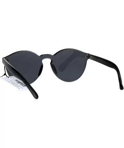 Pop Color Trendy Thick Plastic Full Panel Rimless Lens Keyhole Hipster Sunglasses - Black - CW1822M68I4 $17.24 Round