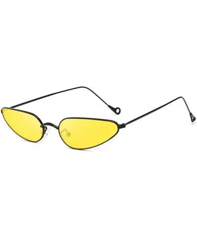 Vintage Small Cat Eye Sunglasses Metal Frame Candy Colors Eyeglass - Black Yellow - CP18NRLN29C $13.71 Oval