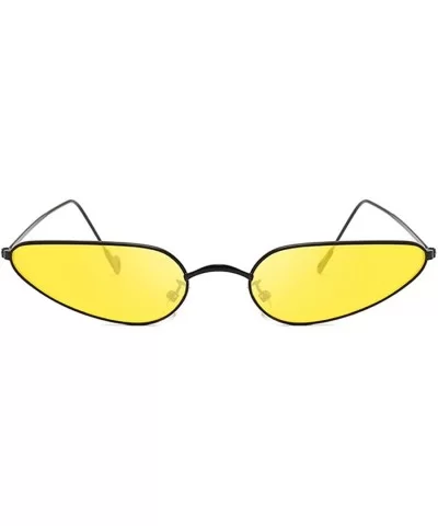 Vintage Small Cat Eye Sunglasses Metal Frame Candy Colors Eyeglass - Black Yellow - CP18NRLN29C $13.71 Oval