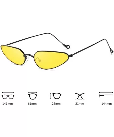 Vintage Small Cat Eye Sunglasses Metal Frame Candy Colors Eyeglass - Black Yellow - CP18NRLN29C $13.71 Oval