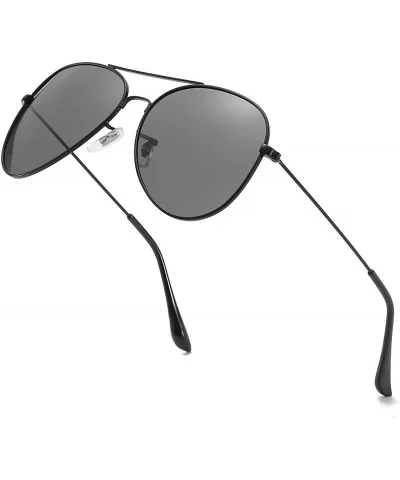 Polarized Sunglasses Ultralight Stainless Steel Fashion Color Film Sunglasses Unisex Aviator Sunglasses - Black - CM194HR5OZM...