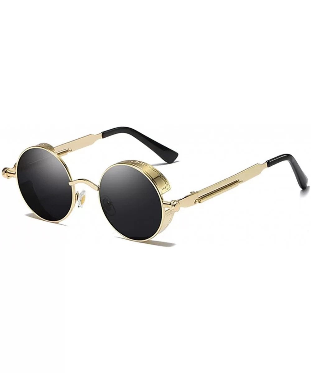 Sunglasses Steampunk with 48mm Round Lens Fashion Glasses LM0914 - Golden Frame/Grey Lens - CK18DXRANO7 $22.81 Round