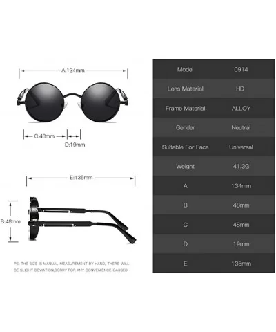 Sunglasses Steampunk with 48mm Round Lens Fashion Glasses LM0914 - Golden Frame/Grey Lens - CK18DXRANO7 $22.81 Round