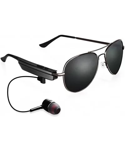 Driving headset music bluetooth glasses for men and women polarized sunglasses - Gun - CX18Z9DWQSC $28.96 Round