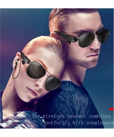 Driving headset music bluetooth glasses for men and women polarized sunglasses - Gun - CX18Z9DWQSC $28.96 Round