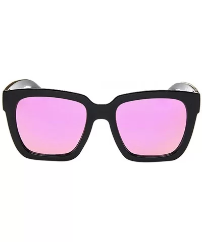 Retro Vintage Sunglasses Colorful Mirror Lens Matte Frame Sunglasses - Pink - C118Q6DW04G $9.44 Round