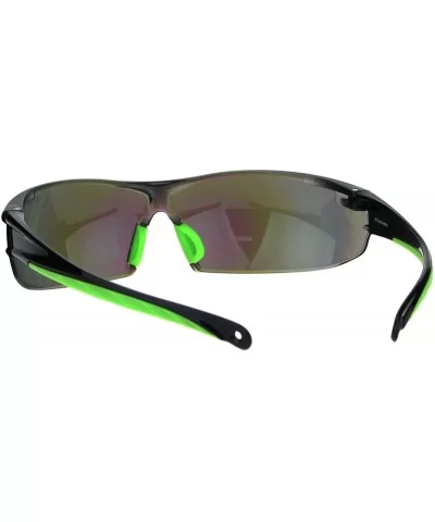 ANSI Z87+ U6 Protective Safety Glasses Mirrored Lens Light Wrap Around Frame - Green (Green Multi-color Mirror) - CU18QWHK65Q...