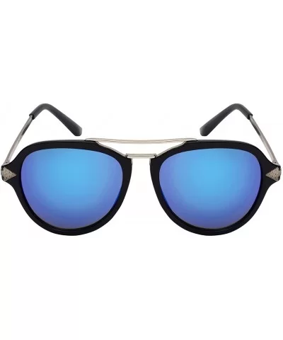 Modern Aviators with Color Mirror Lenses 541039-REV - Black+silver - CJ12IRVJF2T $13.16 Aviator