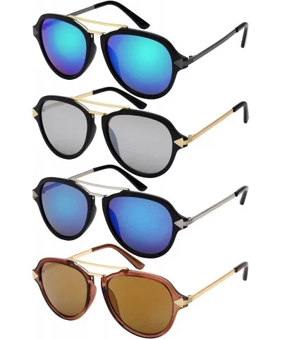 Modern Aviators with Color Mirror Lenses 541039-REV - Black+silver - CJ12IRVJF2T $13.16 Aviator