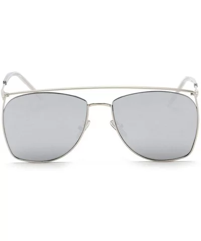 Oversized Unisex Sunglasses Fashion Brand Designer Metal Frame Square Sun glasses UV400 - Silver - CU18LTXC5LG $19.13 Square