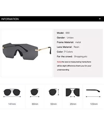 Rimless Women Sunglasses Mirrored Big Designer Sun Glasses Gothic - No 7 - CG18Y8E69K4 $48.85 Goggle