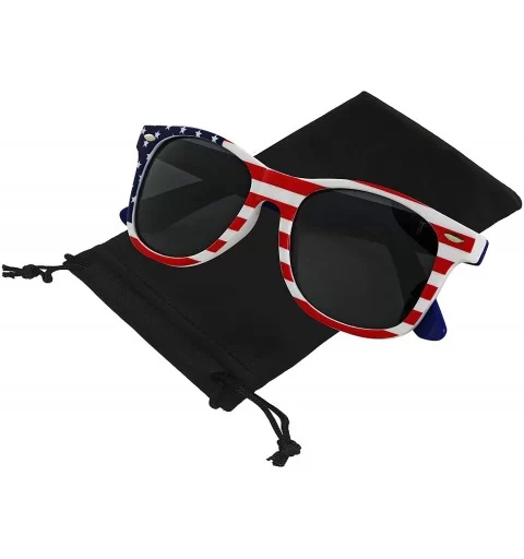 Usa Sunglasses American Flag Glasses July 4 Accessories UV400 Protected - 1 America Polarized Lens - Blue Arm - CC1902WM2EW $...