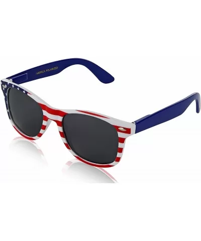 Usa Sunglasses American Flag Glasses July 4 Accessories UV400 Protected - 1 America Polarized Lens - Blue Arm - CC1902WM2EW $...