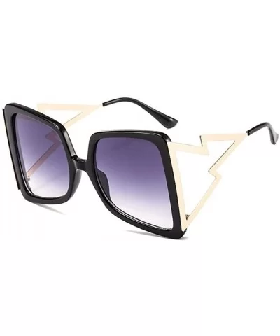 Oversized Square Sunglasses for Women Lightning Shaped legs Sun Glasses UV400 - Black Red - C019038UUUC $16.56 Oversized