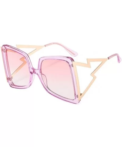 Oversized Square Sunglasses for Women Lightning Shaped legs Sun Glasses UV400 - Black Red - C019038UUUC $16.56 Oversized