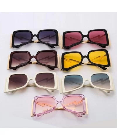 Oversized Square Sunglasses for Women Lightning Shaped legs Sun Glasses UV400 - Black Red - C019038UUUC $16.56 Oversized