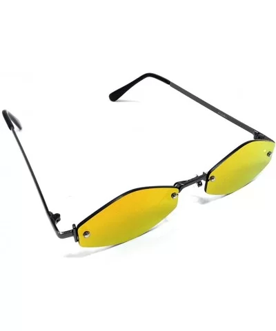Slim Rimless Hexagon Sunglasses - Gunmetal & Black Frame - CL18DKYQ5M0 $16.27 Rimless