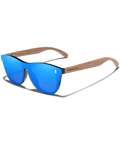 Black Walnut Sunglasses Wood Polarized Sunglasses Men Protection Eyewear Wooden - Blue Walnut Wood - C4194OKDGYW $54.41 Oval