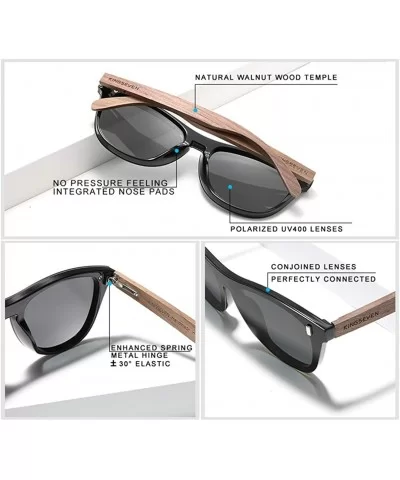 Black Walnut Sunglasses Wood Polarized Sunglasses Men Protection Eyewear Wooden - Blue Walnut Wood - C4194OKDGYW $54.41 Oval