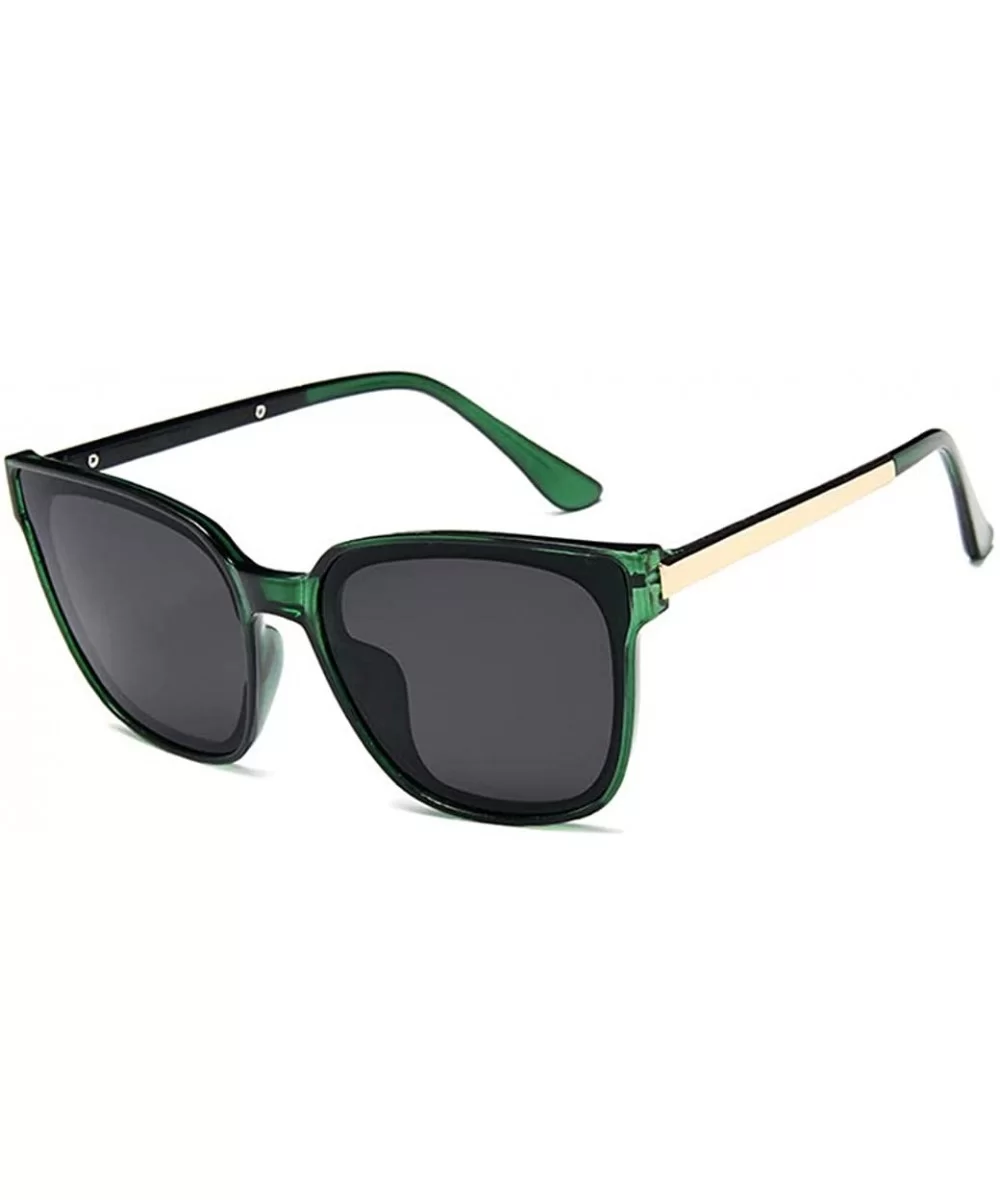 Fashion Round Polarized Sunglasses Vintage Shades For Men/Women - Square Green Frame + Gray Lens - CH18X8YCENH $21.92 Oversized