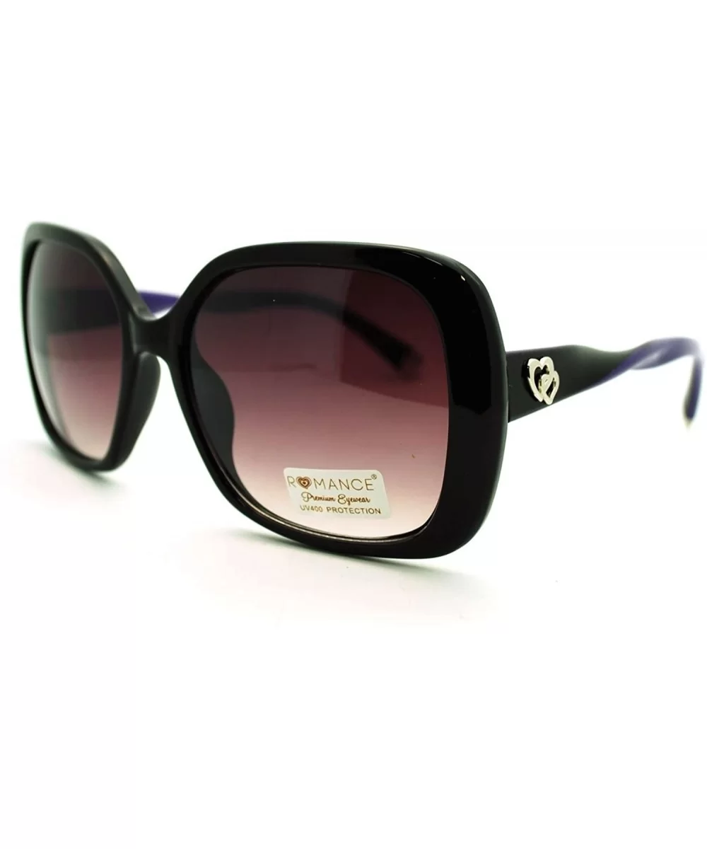 Women's Square Frame Sunglasses Twisted Design Heart Tip - Purple - C711PM8A899 $12.61 Square