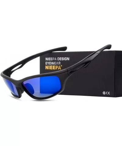 Polarized Sports Sunglasses Tr90 Durable Glasses for Men Cycling Golf Man - Blue Lens/Black Frame - CA1880D47TI $28.84 Sport