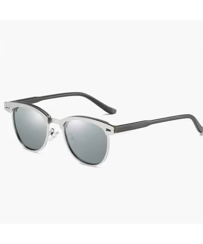 Men Sunglasses Polarized UV400 Sun Glasses Driving Metal Black No Box - Silver - CZ18XEC4HRH $20.77 Aviator