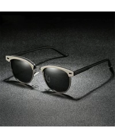 Men Sunglasses Polarized UV400 Sun Glasses Driving Metal Black No Box - Silver - CZ18XEC4HRH $20.77 Aviator