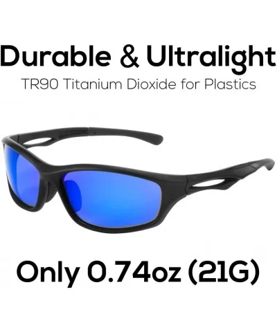 Polarized Sports Sunglasses Tr90 Durable Glasses for Men Cycling Golf Man - Blue Lens/Black Frame - CA1880D47TI $28.84 Sport