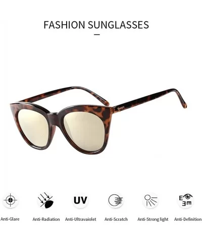 Women Girls Cateye Sunglasses Mirrored Lens Retro Fashion Designer Cat Eye Sunglasses - Leopard - C118CM3WMGG $21.91 Cat Eye