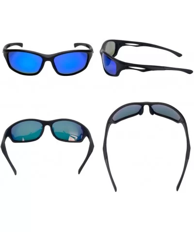 Polarized Sports Sunglasses Tr90 Durable Glasses for Men Cycling Golf Man - Blue Lens/Black Frame - CA1880D47TI $28.84 Sport