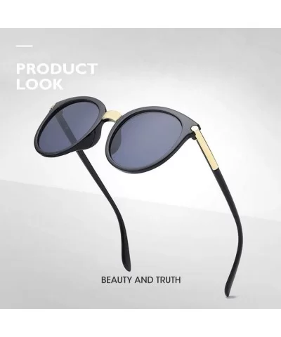 New Vintage Black Cat Eye Sunglasses Women Fashion Brand Designer Mirror Cateye Sun Glasses UV400 - Blackgray - CF18W0EA0LK $...