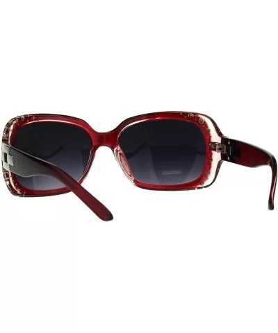 Rhinestones Sunglasses Womens Rectangular Designer Fashion Frame UV 400 - Red (Smoke) - CQ18EQX4CW3 $13.36 Rectangular