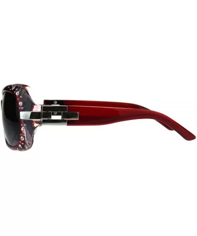 Rhinestones Sunglasses Womens Rectangular Designer Fashion Frame UV 400 - Red (Smoke) - CQ18EQX4CW3 $13.36 Rectangular