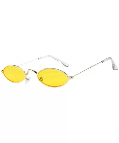 Fashion Mens Womens Retro Small Oval Sunglasses Metal Frame Shades Eyewear - E - CU18RYL66YC $9.38 Oval