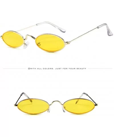 Fashion Mens Womens Retro Small Oval Sunglasses Metal Frame Shades Eyewear - E - CU18RYL66YC $9.38 Oval