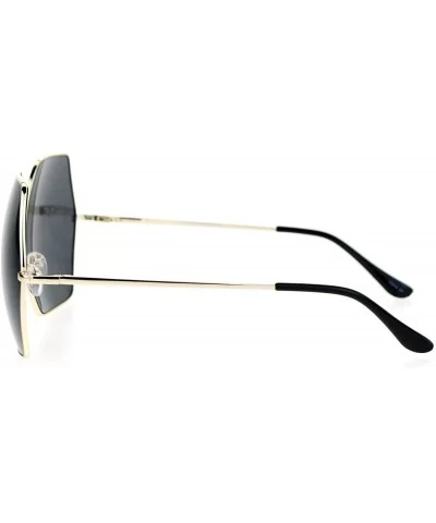 Womens Super Oversized Fashion Sunglasses Hexagon Shape Metal Frame - Gold (Black) - CX188TT8HN2 $12.71 Oversized