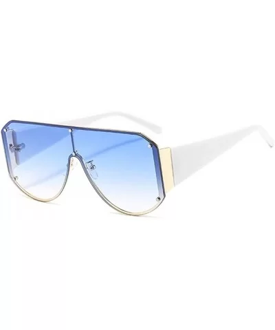 Women One Piece Square Sunglasses Ladies Goggle Shades Vintage Oversized Sun Glasses For Female - White Blue - C31903C20T4 $1...