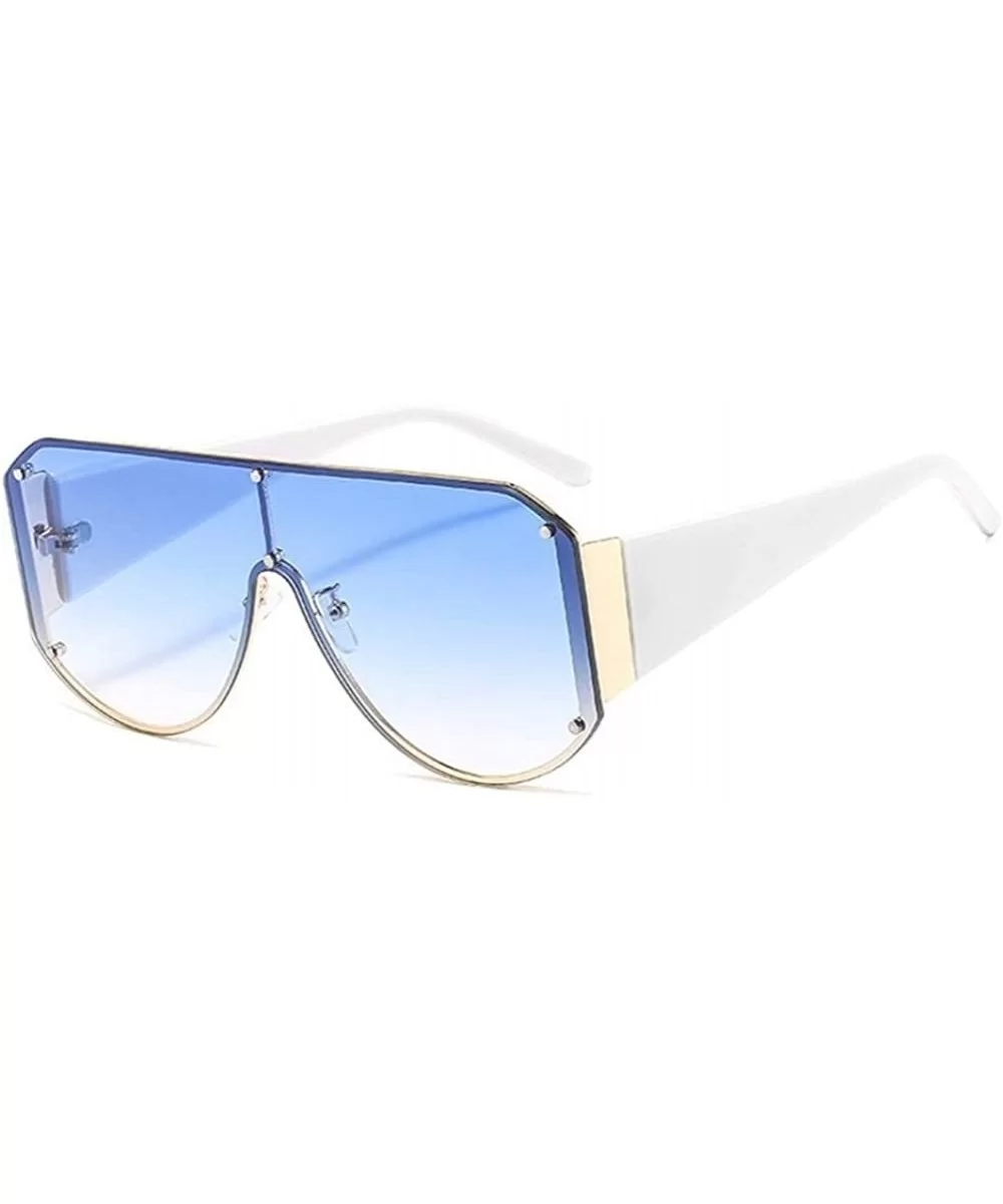 Women One Piece Square Sunglasses Ladies Goggle Shades Vintage Oversized Sun Glasses For Female - White Blue - C31903C20T4 $1...