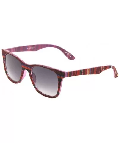 Native American Tribal Print Fabric Square Sunglasses - Mayan - Purple Frame - CS18UX0QGQZ $14.33 Oversized