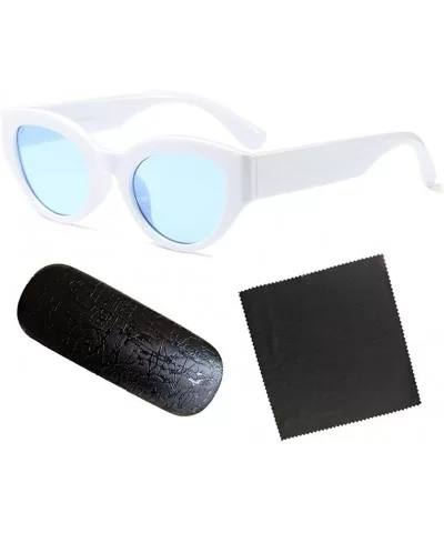 Unisex Retro Eyewear Oval Sunglasses Small Glasses Oval Frame UV400 - C4 - CG189YC9KOU $27.68 Oval