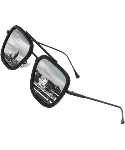 Fashion Oversized Aviator Polarized Sunglasses - Black 1 - CA18XAL58RE $23.56 Oversized
