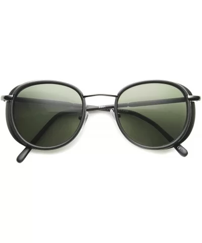 Modern Side Shield Ultra Slim Temples P3 Round Sunglasses 46mm - Black-gunmetal / Green - CE127Y68C9F $15.76 Aviator