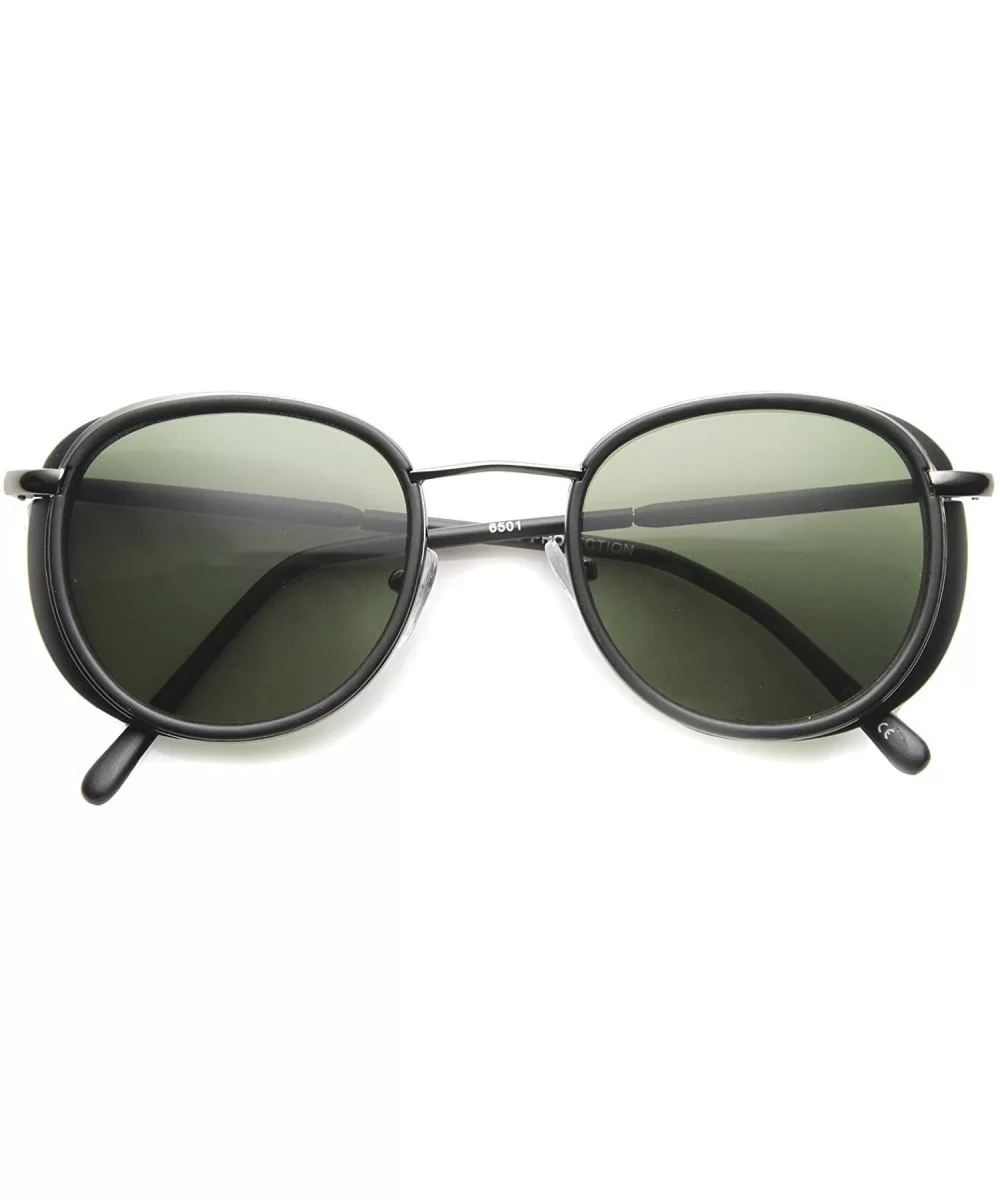 Modern Side Shield Ultra Slim Temples P3 Round Sunglasses 46mm - Black-gunmetal / Green - CE127Y68C9F $15.76 Aviator