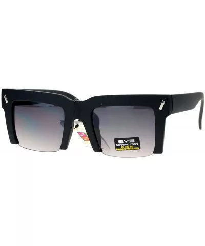 Avant Garde Crop Bottom Rectangular Horn Rim Hipster Sunglasses - Matte Black - C2123D0RGNJ $12.70 Rectangular