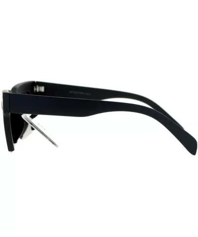 Avant Garde Crop Bottom Rectangular Horn Rim Hipster Sunglasses - Matte Black - C2123D0RGNJ $12.70 Rectangular