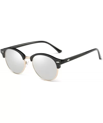 Classic Small Round Retro Sunglasses - Black/Silver Mirrored - CE186IUU2I0 $24.55 Rimless