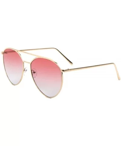 Oceanic Color Rounded Triangular Aviator Sunglasses - Pink Blue - CU190KGZEM3 $20.66 Aviator