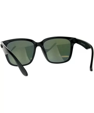 KUSH Sunglasses Unisex Black Square Frame Mirrored Lens UV 400 - Shiny Black (Orange Mirror) - CL18CGHLW9Z $13.74 Square