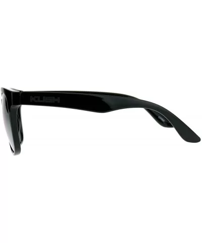 KUSH Sunglasses Unisex Black Square Frame Mirrored Lens UV 400 - Shiny Black (Orange Mirror) - CL18CGHLW9Z $13.74 Square